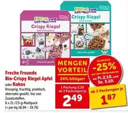 Interspar Freche Freunde Bio-Crispy Riegel Apfel oder Kokos Angebot