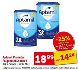 Interspar Aptamil Pronutra Folgemilch 2 oder 3 Angebot