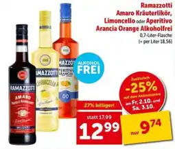 Interspar Ramazzotti Amaro Kräuterlikör, Limoncello oder Aperitivo Arancia Orange Alkoholfrei Angebot