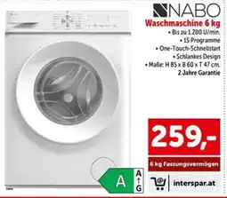 Interspar NABO Waschmaschine 6 kg Angebot