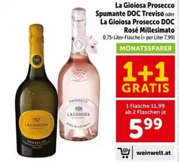 Interspar La Gioiosa Prosecco Spumante DOC Treviso oder La Gioiosa Prosecco DOC Rosé Millesimato Angebot