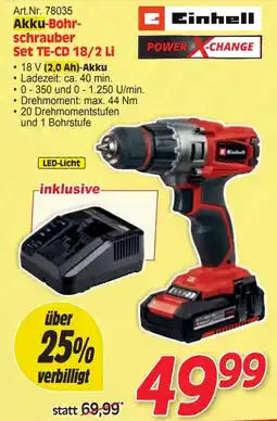 Zgonc Einhell Akku-Bohrschrauber Set TE-CD 18/2 Li Angebot
