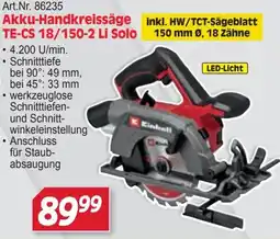 Zgonc Akku-Handkreissäge TE-CS 18/150-2 Li Solo Angebot