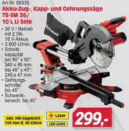 Zgonc Akku-Zug-, Kapp- und Gehrungssäge TE-SM 36/10 L Li Solo Angebot