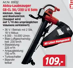 Zgonc Akku-Laubsauger GE-CL 36/230 Li E Solo Angebot