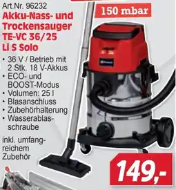 Zgonc Einhell Akku-Nass- und Trockensauger TE-VC 36/25 Li S Solo Angebot