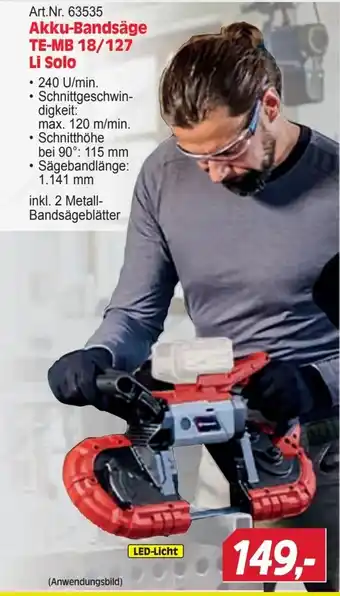 Akku-Bandsäge TE-MB 18/127 Li Solo