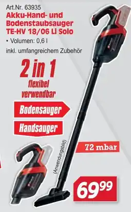 Zgonc Akku-Hand- und Bodenstaubsauger TE-HV 18/06 Li Solo Angebot