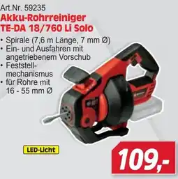 Zgonc Akku-Rohrreiniger TE-DA 18/760 Li Solo Angebot
