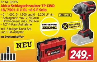 Einhell Akku-Schlagschrauber TP-CWD 18/7501-C LI BL +6 S-F Solo