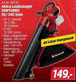 Zgonc Akkulaubsauger Venturro 36/240 Solo Angebot