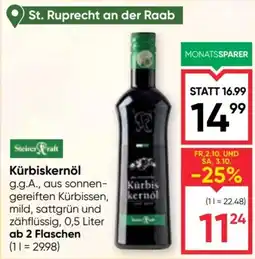 Maximarkt Stieirer Kraft Kürbiskernöl Angebot
