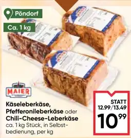 Maximarkt Maier Käseleberkäse, Pfefferonileberkäse oder Chili-Cheese-Leberkäse Angebot