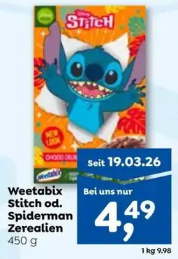 ADEG Weetabix Stitch od. Spiderman Zerealien Angebot