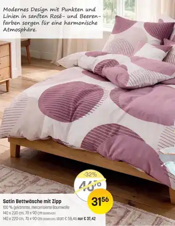 Satin Bettwäsche mit Zipp