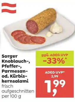 ADEG Sorger Knoblauch-, Pfeffer-, Parmesan-od. Kürbis-kernsalami Angebot