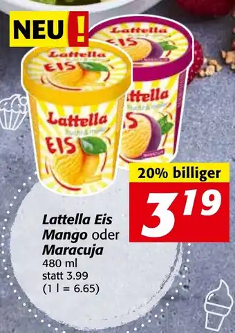 Strasser Markt Latella Eis Mango Oder maracujka 480 ml Angebot
