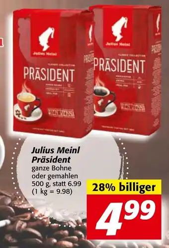 Strasser Markt Julius Meinl Präsident 500 g Angebot