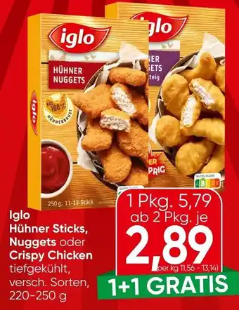 Iglo Hühner Sticks, Nuggets oder Crispy Chicken