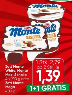 Spar Zott Monte White, Monte Maxi Schoko Angebot