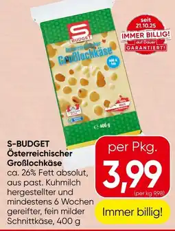 Spar S-Budget Österreichischer Großblochkäse Angebot