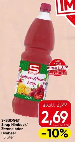 Spar S-Budget Sirup Himbeer/Zitrone Angebot