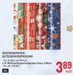 Metro Geschenkpapier/Gutscheinverpackung Angebot