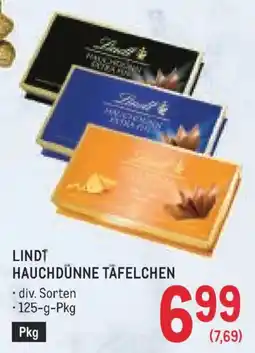 Metro Lindt Hauchdünne Tafelchen Angebot