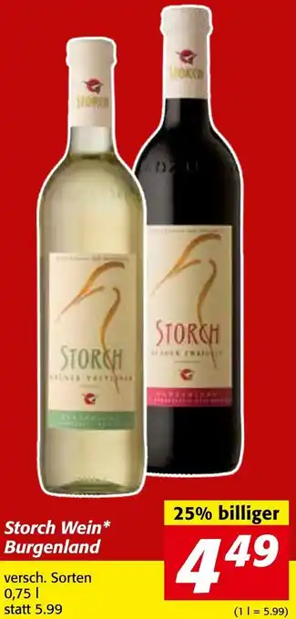 Strasser Markt Storch Wein Burgenland 0,75 l Angebot