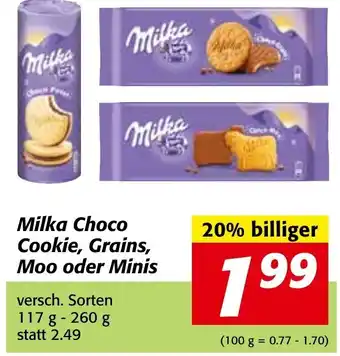 Strasser Markt Milka Choko Cookie,Grains Moo Oder Minis 117 g-260 g Angebot