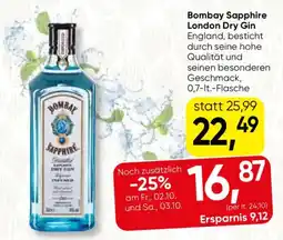 SPAR Gourmet Bombay Sapphire London Dry Gin Angebot