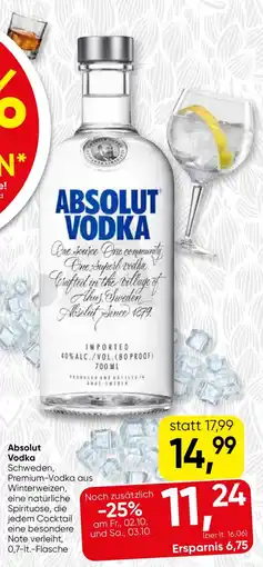 SPAR Gourmet Absolut Vodka Angebot