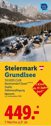 Lidl Reisen Steiermark Grundlsee TUI KIDS CLUB Angebot