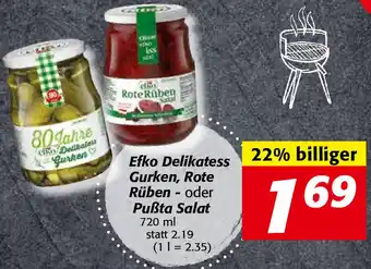 Nah&Frisch Efko Delikatess Gurken,Rote Rüben Salat 720 ml Angebot