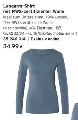 Tchibo Eduscho Langarm-Shirt mit RWS-zertifizierter Wolle Angebot