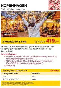 Billa Reisen Kopenhagen Städtetour im Advent Angebot