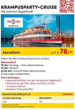Billa Reisen Krampusparty-Cruise MS Admiral Tegetthoff Angebot
