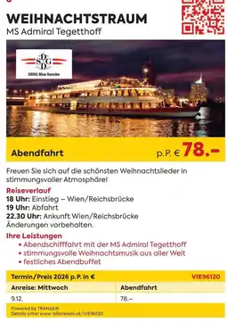 Billa Reisen Weihnachtstraum MS Admiral Tegetthoff Angebot