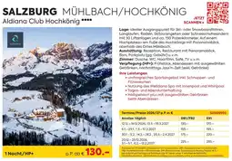 Billa Reisen SALZBURG MÜHLBACH/HOCHKÖNIG Aldiana Club Hochkönig Angebot