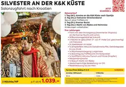 Billa Reisen SILVESTER AN DER K&K KÜSTE Salonzugfahrt nach Kroatien Angebot