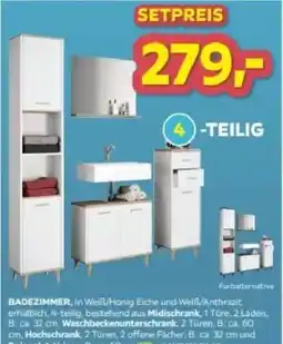 Möbelix Badezimmer, in Weiß/Honig Eiche und Weiß/Anthrazit Angebot