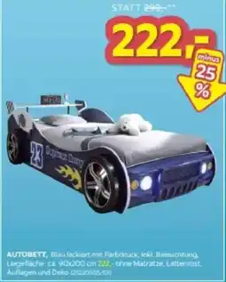 Möbelix Autobett, Blau lackiert mit Farbdruck, inkl. Beleuchtung Angebot