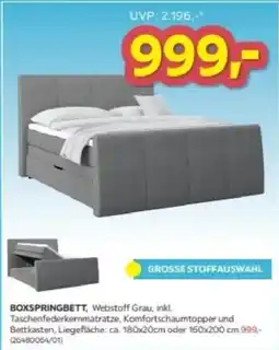 Möbelix BOXSPRINGBETT, Webstoff Grau Angebot