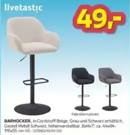 Möbelix BARHOCKER in Cordstoff Beige, Grau und Schwarz erhältlich Angebot