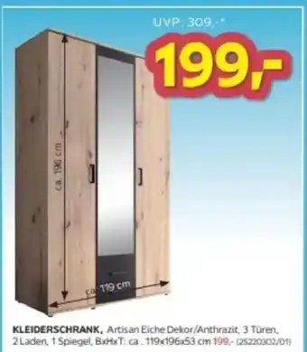 Kleiderschrank, Artisan Eiche Dekor/Anthrazit