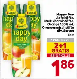 Billa Happy Day Apfelsäfte, Multivitaminsäfte, Orange 100% od. Orangenmischsäfte Angebot