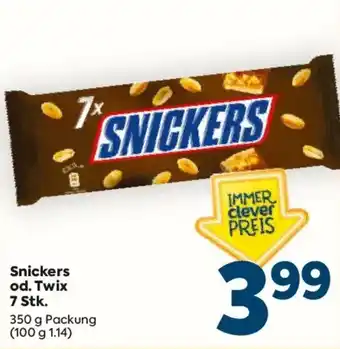 Snickers od. Twix 350 g Angebot bei Billa