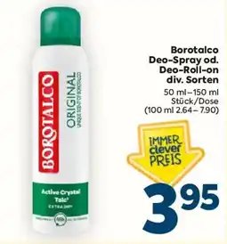 Billa Borotalco Deo-Spray od. Deo-Roll-on Angebot