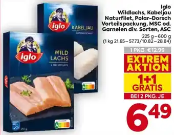 Iglo Wildlachs, Kabeljau Naturfilet, Polar-Dorsch Vorteilspackung, MSC od. Garnelen