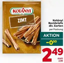 Billa Kotányi Backbriefe Angebot